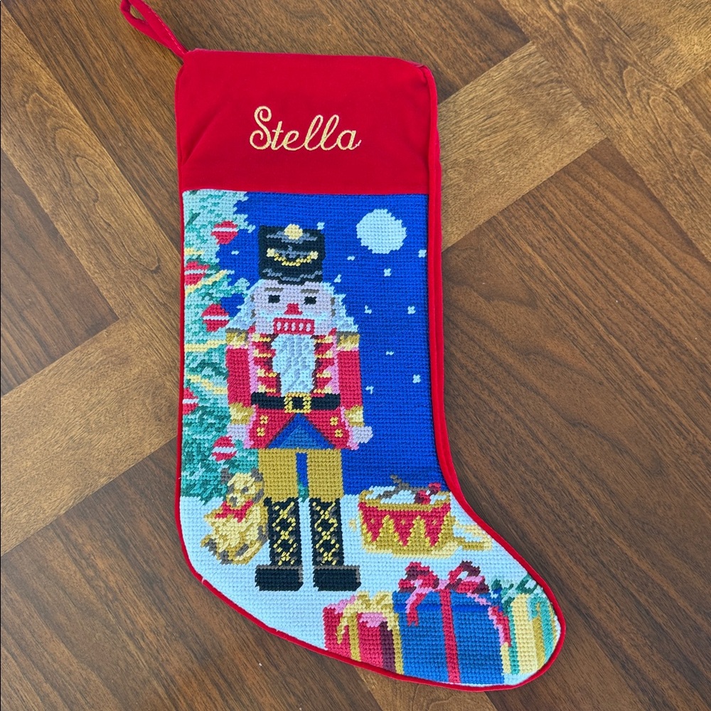 STELLA - NEW BEAUTIFUL LILLIAN VERNON NUTCRACKER HEIRLOOM PERSONALIZED STOCKING